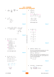 1 LYS1 / 5.DENEME MATEMATİK TESTİ ÇÖZÜMLERİ