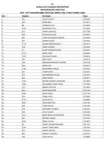T.C. MUĞLA SITKI KOÇMAN ÜNİVERSİTESİ SPOR BİLİMLERİ