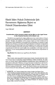 ·Klasik Islam Hukuk Doktrininde Şirk Biçimi ve Hukuk