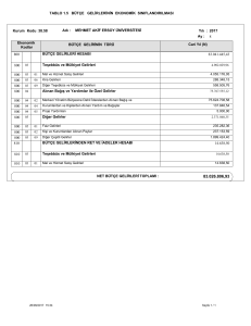 Bütçe Gelirlerinin Ekonomik Sınıflandırılması