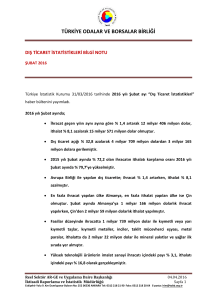 2016 Yılı Şubat Ayı Dış Ticaret İstatistikleri B.N.