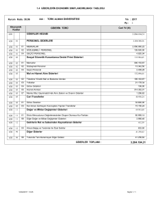 Giderlerin Ekonomik Sınıflandırılması Tablosu - Türk