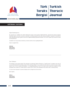 editörden / edıtorıal - Turkish Thoracic Journal