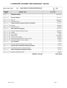 1.4 giderlerin ekonomik sınıflandırılması tablosu