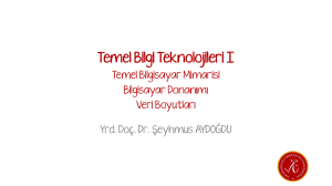 Temel Bilgi Teknolojileri I Temel Bilgisayar Mimarisi Bilgisayar