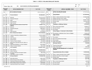 TABLO 1.1 BÜTÇE UYGULAMA SONUÇLARI TABLOSU 157.527