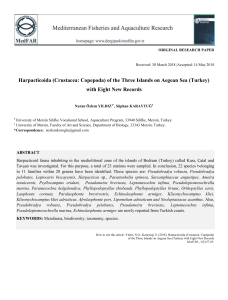 Harpacticoida (Crustacea: Copepoda) of the Three Islands on Aegean Sea (Turkey) with Eight New Records