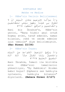 Hac Ayetleri Tefsiri: Mekke ve Medine