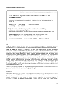 COVID-19 Tanılı Yaşlı Hastaların Klinik Özellikleri ve Sonuçları