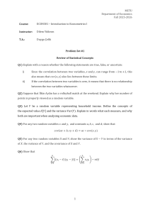 Econometrics Problem Set: Statistical Concepts Review