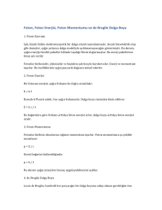 Foton Enerjisi ve de Broglie Dalga Boyu