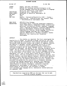 Methods for Teaching Learning Strategies in Foreign Language Classrooms