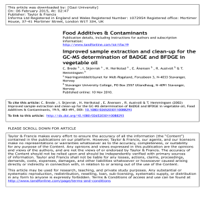 GC-MS Determination of BADGE and BFDGE in Vegetable Oil
