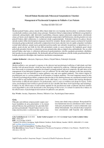 Palyatif Bakım Hastalarında Psikososyal Semptomlrın Y&ouml;netimi