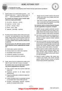 2023 KPSS Lise Genel Yetenek Testi Pitanja