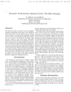 Kinematic Nonholonomic Optimal Control: Skate Example