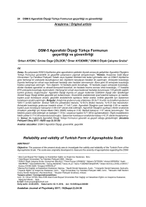 Reliability and validity of Turkish Form of Agoraphobia Scale