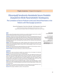 Fibromiyalji Sendromlu Hastalarda Serum Prolaktin Düzeylerinin