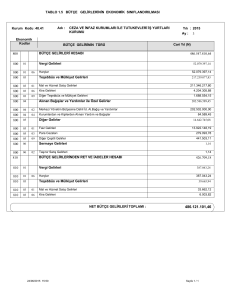 Bütçe Gelirlerinin Ekonomik Sınıflandırılması Tablosu