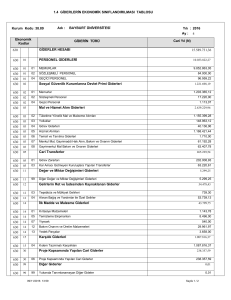 giderlerin ekonomik sınıflandırılması tablosu