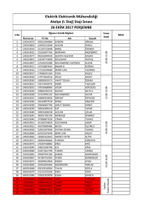 (I. Staj) Stajı Sınavı 26 EKİM 2017 PERŞEMBE