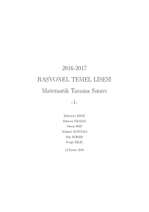 2016-2017 RASYONEL TEMEL LİSESİ Matematik Tarama Sınavı -1-