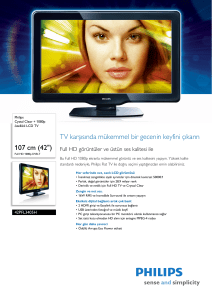 42PFL3405H/12 Philips Cystal Clear + 1080p özellikli LCD TV