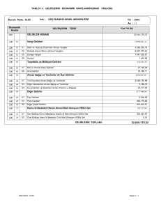 TABLO 1.2 GELİRLERİN EKONOMİK