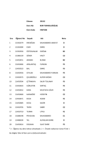 Dönem 20152 Ders Adı BOR TEKNOLOJİSİ(10) Ders Kodu HMY268