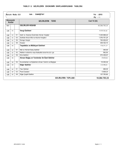 Gelirlerin Ekonomik Sınıflandırılması Tablosu