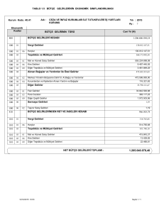 Bütçe Gelirlerinin Ekonomik Sınıflandırılması Tablosu