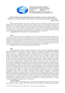 Giriş 1. Kent Yönetimi - the journal of international social research