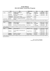 Ebelik Bölümü 2014-2015 Bahar Yarıyılı Ders Programı
