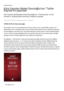 Küre Yayınları Ahmet Davutoğlu`nun "Tarihe Kayıtlar`ını yayınladı