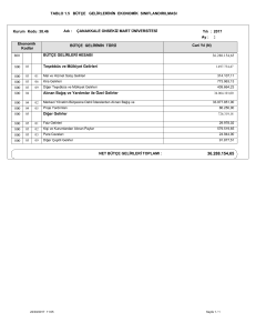 TABLO 1.5 BÜTÇE GELİRLERİNİN EKONOMİK