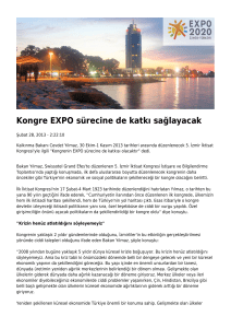 Kongre EXPO sürecine de katkı sağlayacak