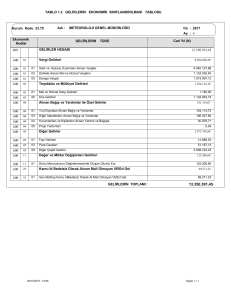 TABLO 1.2 GELİRLERİN EKONOMİK SINIFLANDIRILMASI