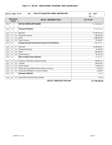 TABLO 1.9 BÜTÇE GİDERLERİNİN EKONOMİK