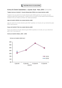 Kırmızı Et Üretim İstatistikleri, I. Çeyrek: Ocak