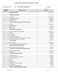 Giderlerin Ekonomik Sınıflandırılması Tablosu