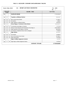 Gelirlerin Ekonomik Sınıflandırılması Tablosu