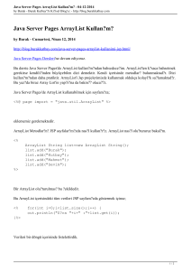 Java Server Pages ArrayList Kullanımı - 04-12-2014