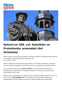 Reform`un 500. yılı: Katolikler ve Protestanlar