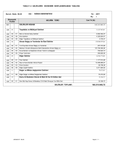 TABLO 1.2 GELİRLERİN EKONOMİK