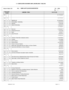 giderlerin ekonomik sınıflandırılması tablosu