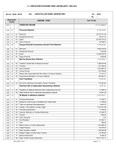 Giderlerin Ekonomik Sınıflandırılması Tablosu