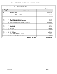 gelirlerin ekonomik sınıflandırılması tablosu