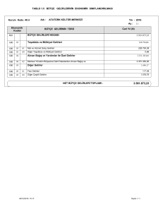 TABLO 1.5 BÜTÇE GELİRLERİNİN EKONOMİK