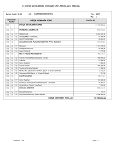 1.9 BÜTÇE GİDERLERİNİN EKONOMİK SINIFLANDIRILMASI