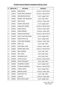 bitirme projesi öğrenci-danışman dağılım listesi